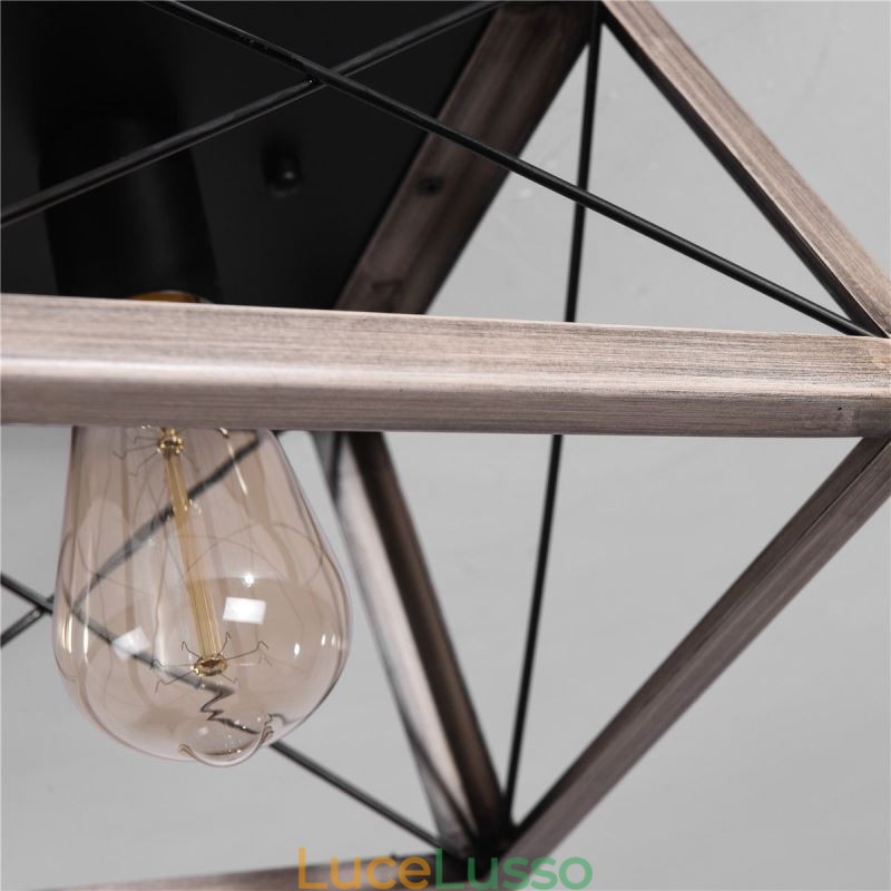 Lampada a sospensione trapezoidale vintage in metallo nero