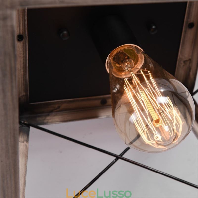 Lampada a sospensione trapezoidale vintage in metallo nero