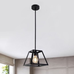 Lampada a sospensione rustica da fattoria Mini industriale in metallo Lampada da soffitto trapezoidale a forma di isola