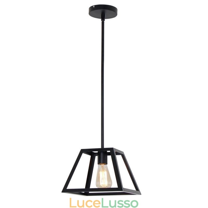 Lampada a sospensione rustica da fattoria Mini industriale in metallo Lampada da soffitto trapezoidale a forma di isola