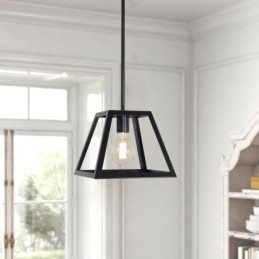 Lampada a sospensione rustica da fattoria Mini industriale in metallo Lampada da soffitto trapezoidale a forma di isola