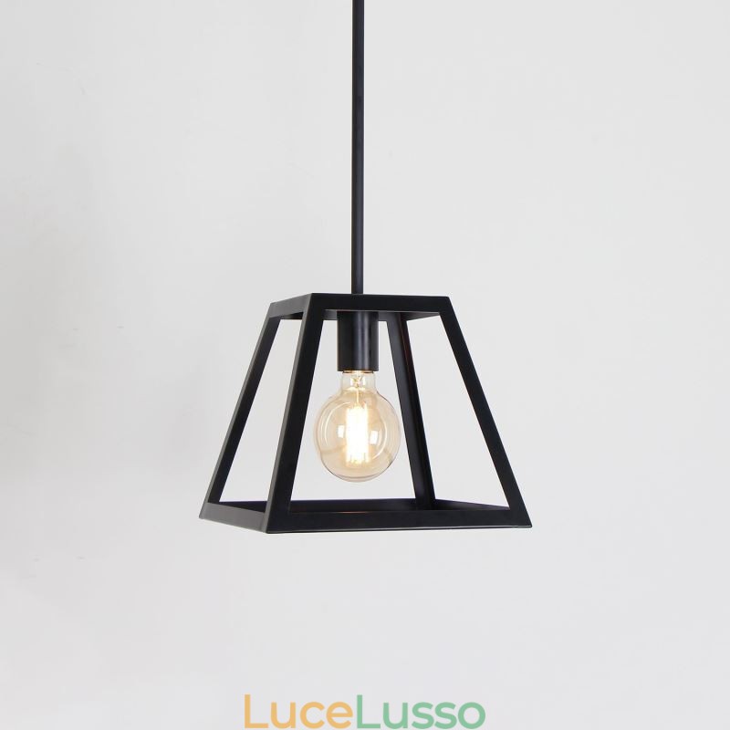 Lampada a sospensione rustica da fattoria Mini industriale in metallo Lampada da soffitto trapezoidale a forma di isola