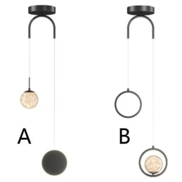 Lampada a sospensione moderna a forma di palla con anello rotondo