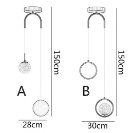 Lampada a sospensione moderna a forma di palla con anello rotondo