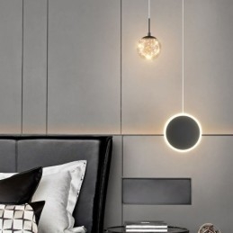Lampada a sospensione moderna a forma di palla con anello rotondo