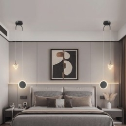 Lampada a sospensione moderna a forma di palla con anello rotondo