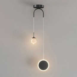 Lampada a sospensione moderna a forma di palla con anello rotondo