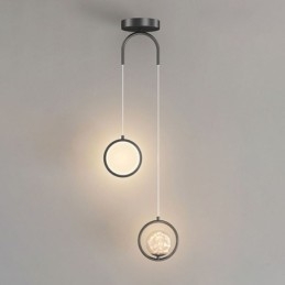 Lampada a sospensione moderna a forma di palla con anello rotondo