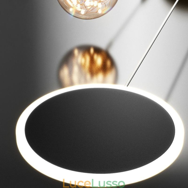 Lampada a sospensione moderna a forma di palla con anello rotondo