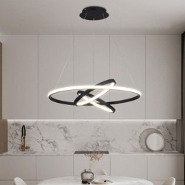 Lampadario moderno dimmerabile a 3 anelli con illuminazione a sospensione