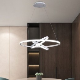 Lampadario moderno dimmerabile a 3 anelli con illuminazione a sospensione
