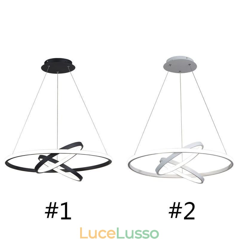 Lampadario moderno dimmerabile a 3 anelli con illuminazione a sospensione