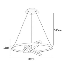 Lampadario moderno dimmerabile a 3 anelli con illuminazione a sospensione