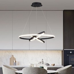 Lampadario moderno dimmerabile a 3 anelli con illuminazione a sospensione