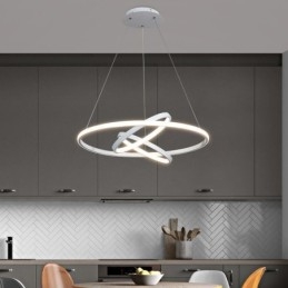 Lampadario moderno dimmerabile a 3 anelli con illuminazione a sospensione