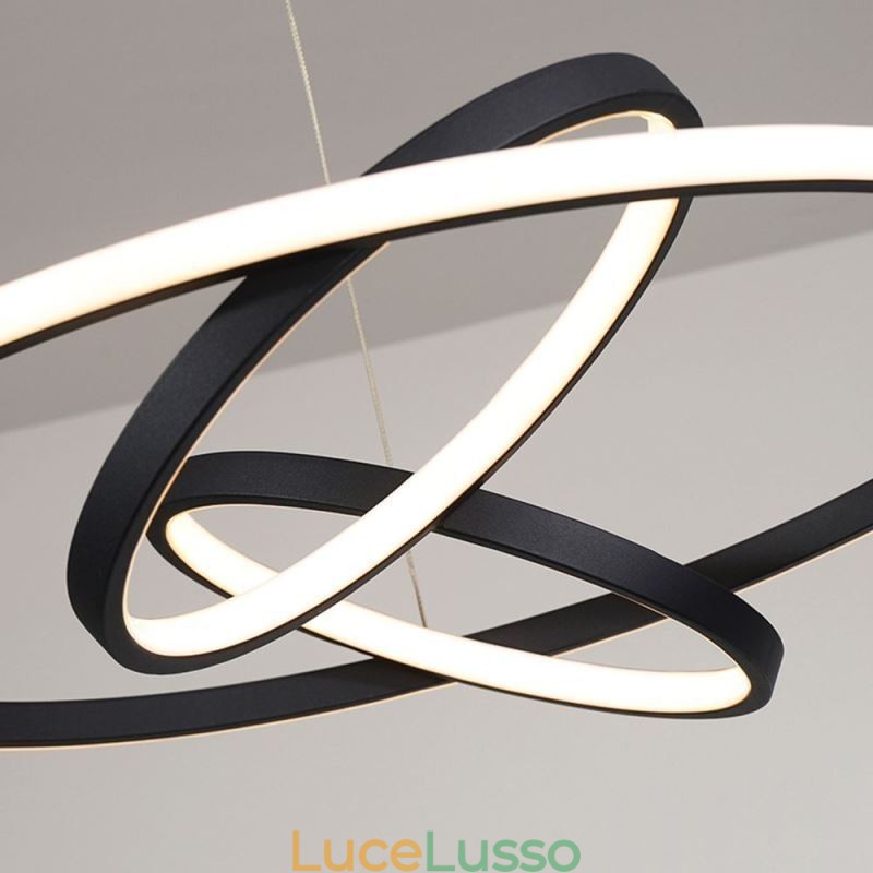 Lampadario moderno dimmerabile a 3 anelli con illuminazione a sospensione