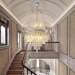 Lampadario moderno in cristallo, elegante lampadario contemporaneo, scala duplex