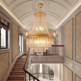 Lampadario moderno in cristallo, elegante lampadario contemporaneo, scala duplex