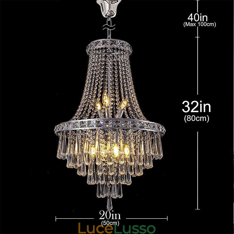 Lampadario moderno in cristallo, elegante lampadario contemporaneo, scala duplex