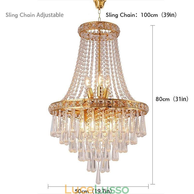 Lampadario moderno in cristallo, elegante lampadario contemporaneo, scala duplex