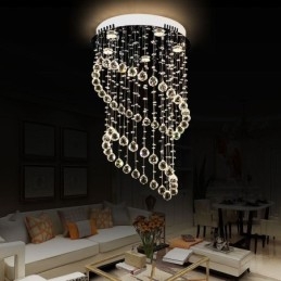 Lampadario moderno in cristallo con luce a goccia rotonda