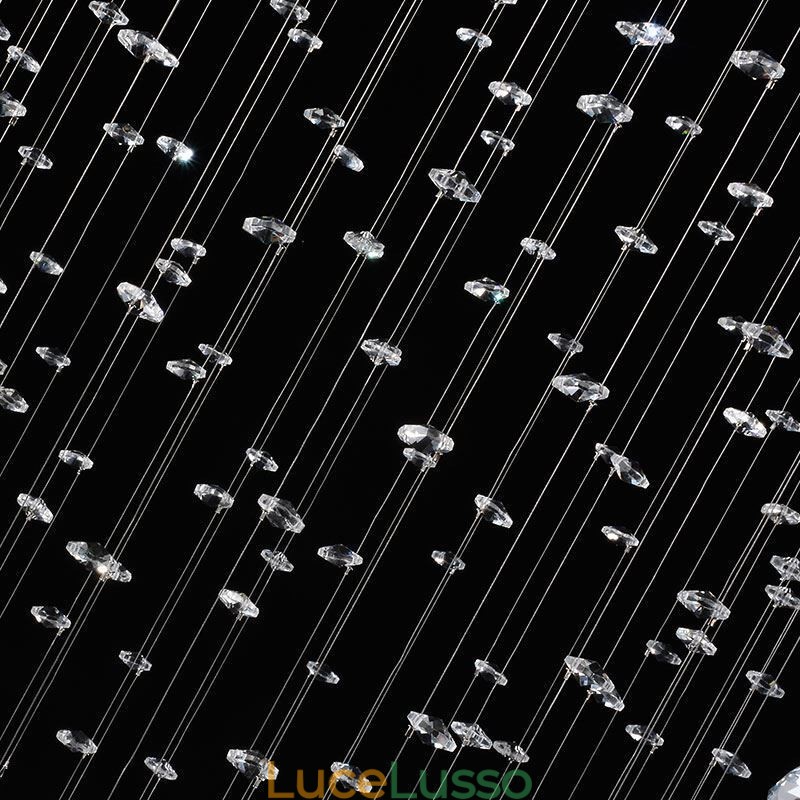 Lampadario moderno in cristallo con luce a goccia rotonda