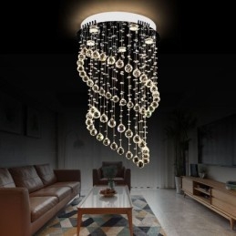 Lampadario moderno in cristallo con luce a goccia rotonda