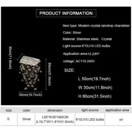 Lampadario moderno in cristallo con montaggio a filo del soffitto