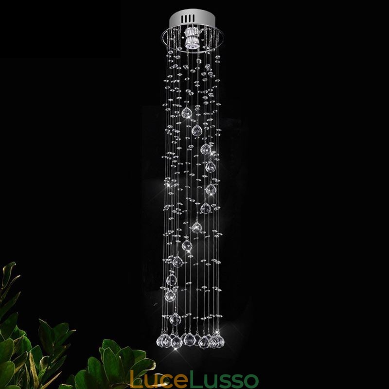 Lampadario di lusso di grandi dimensioni, moderno, in cristallo, da soffitto, a filo