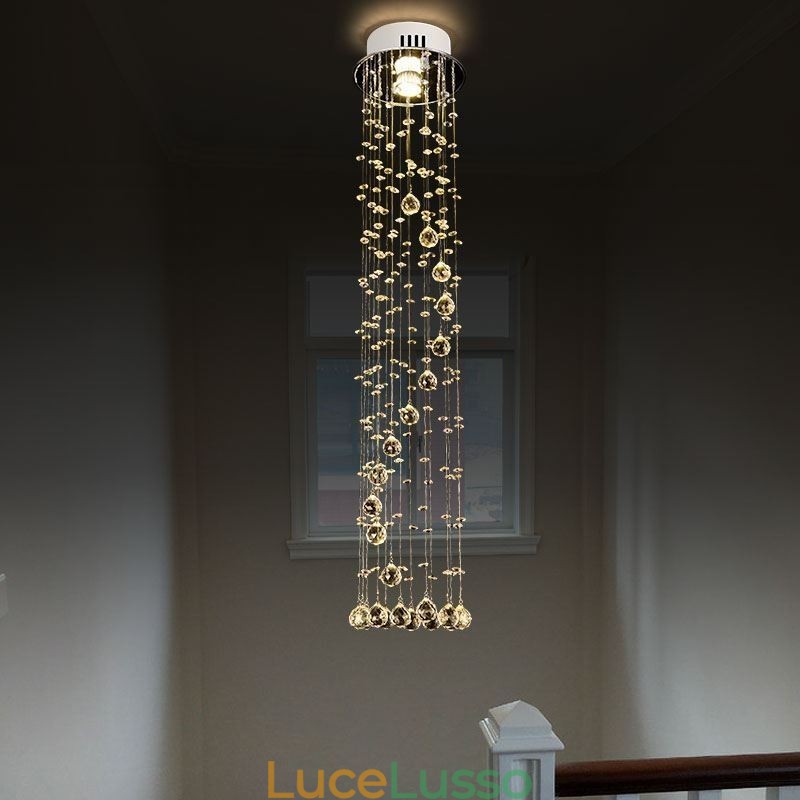 Lampadario di lusso di grandi dimensioni, moderno, in cristallo, da soffitto, a filo