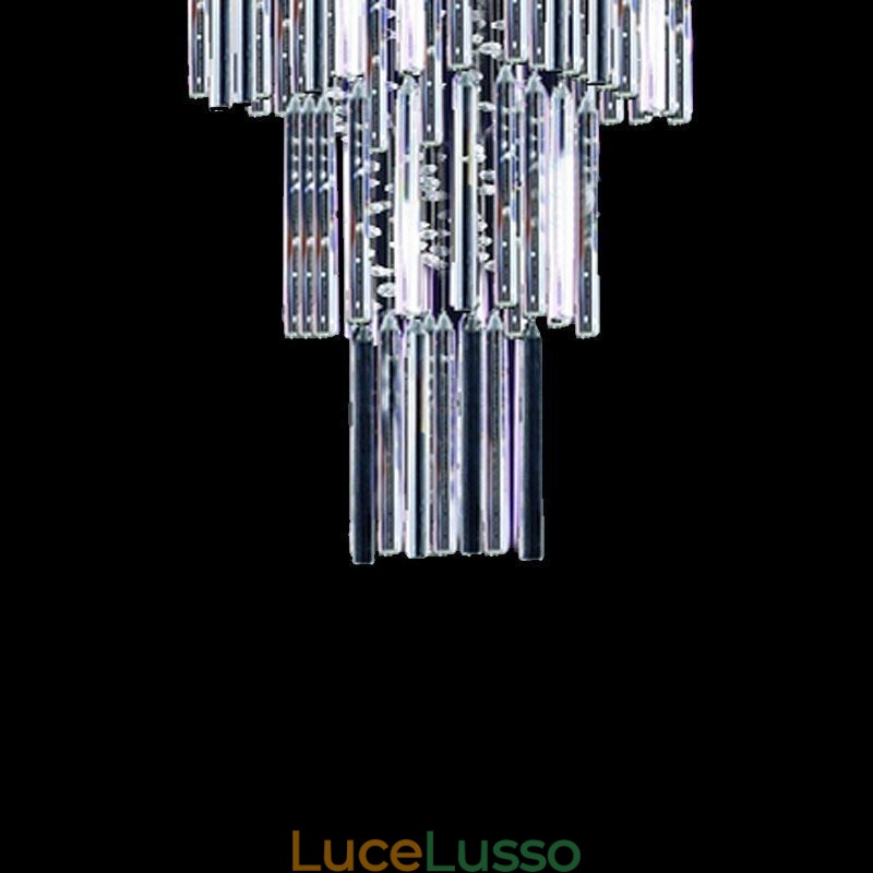 Lampadario moderno in cristallo quadrato, elegante lampadario contemporaneo, scala duplex