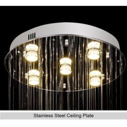 Lampadario di cristallo elegante e contemporaneo, lampada da soffitto, scala duplex