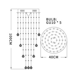 Lampadario di cristallo elegante e contemporaneo, lampada da soffitto, scala duplex