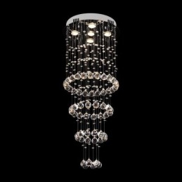 Lampadario di cristallo elegante e contemporaneo, lampada da soffitto, scala duplex