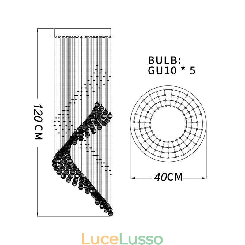 Elegante lampadario di cristallo con luci a goccia per soffitto nell'atrio