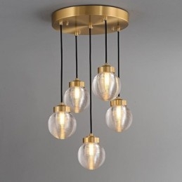 Lampada a sospensione a grappolo americano, lampada da soffitto a sfera in vetro di lusso
