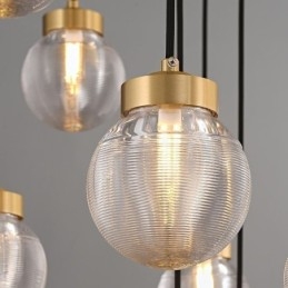 Lampada a sospensione a grappolo americano, lampada da soffitto a sfera in vetro di lusso