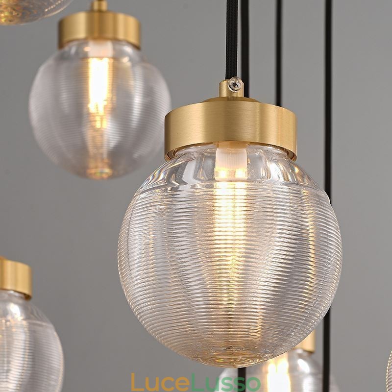Lampada a sospensione a grappolo americano, lampada da soffitto a sfera in vetro di lusso