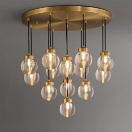 Lampada a sospensione a grappolo americano, lampada da soffitto a sfera in vetro di lusso