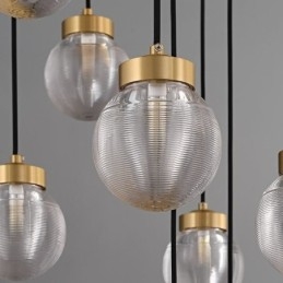 Lampada a sospensione a grappolo americano, lampada da soffitto a sfera in vetro di lusso