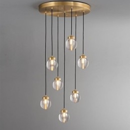 Lampada a sospensione a grappolo americano, lampada da soffitto a sfera in vetro di lusso