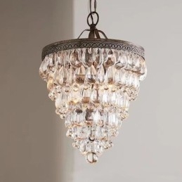 Lampada da soffitto in cristallo americano, lampada a sospensione rotonda retrò country