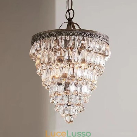 Lampada da soffitto in cristallo americano, lampada a sospensione rotonda retrò country Lampada da soffitto in cristallo americano, lampada a sospensione rotonda retrò country
