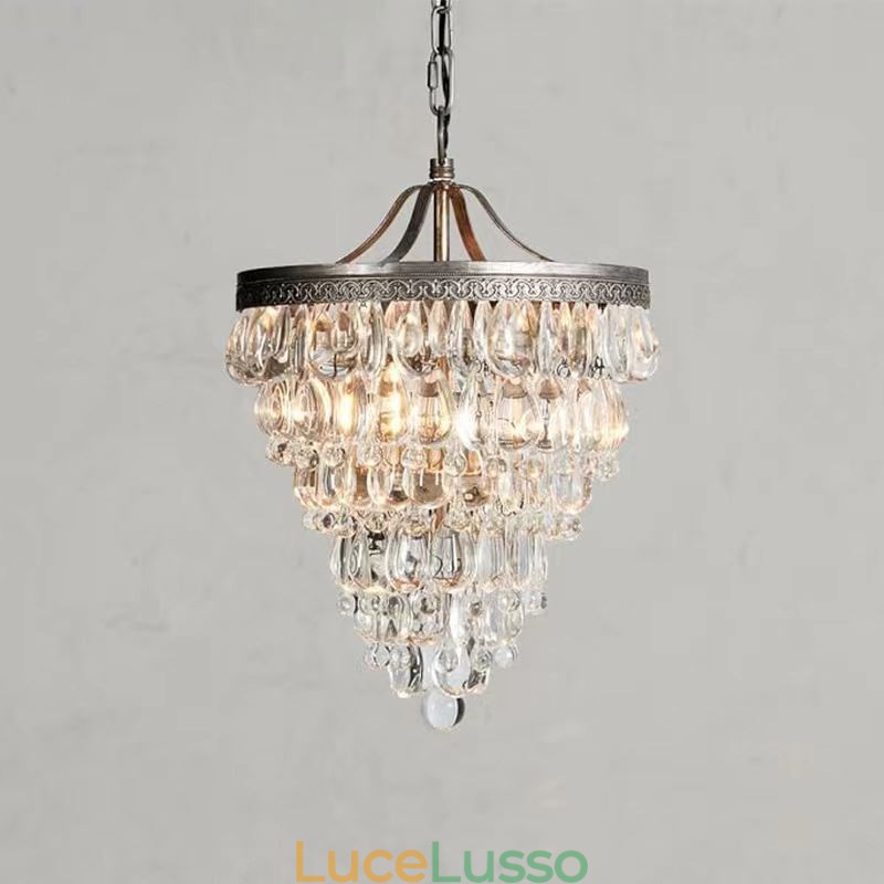 Lampada da soffitto in cristallo americano, lampada a sospensione rotonda retrò country