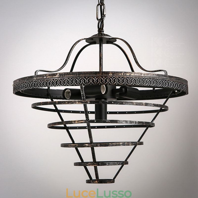 Lampada da soffitto in cristallo americano, lampada a sospensione rotonda retrò country