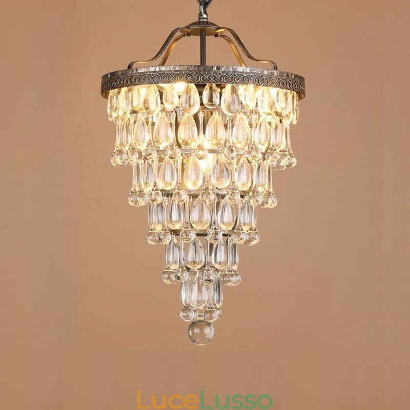 Lampada da soffitto in cristallo americano, lampada a sospensione rotonda retrò country