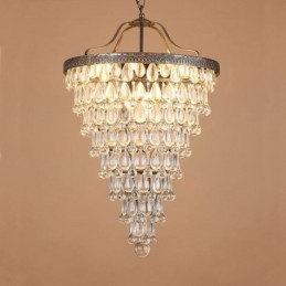 Lampada da soffitto in cristallo americano, lampada a sospensione rotonda retrò country