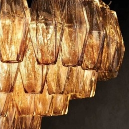 Lampada a sospensione americana in vetro, luce da soffitto, ambra trasparente, 90 cm, 14 luci