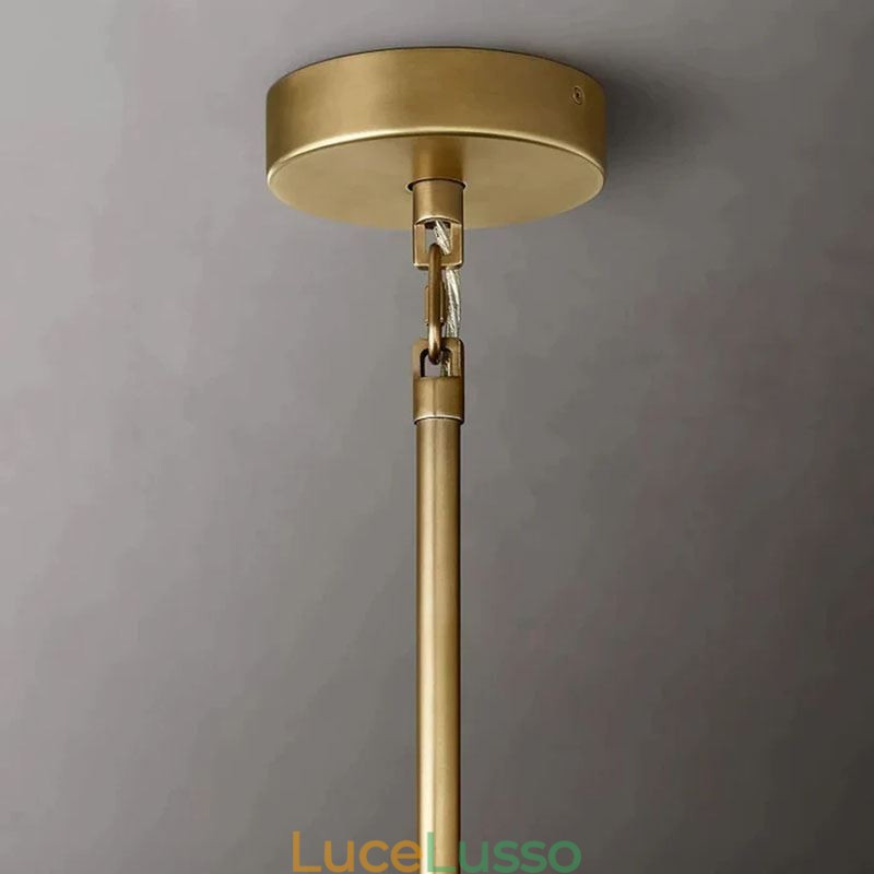 Lampada a sospensione americana in vetro, luce da soffitto, ambra trasparente, 90 cm, 14 luci