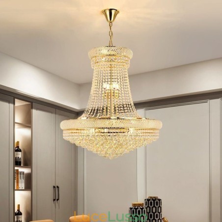 Lampada a sospensione in cristallo Lampada da soffitto decorativa moderna duplex Lampada a sospensione in cristallo Lampada da soffitto decorativa moderna duplex